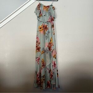 Express Floral Off the Shoulder Maxi Dress, XS